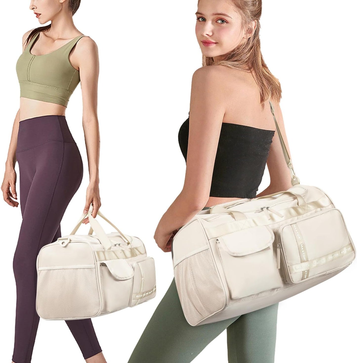 Large Gym Bag for Women Men Travel Duffle Bag With Shoe Compartment | Shoe Compartment,Dry and Wet Separation,Large Capacity Overnight Bag for Yoga Travel Weekend Dance