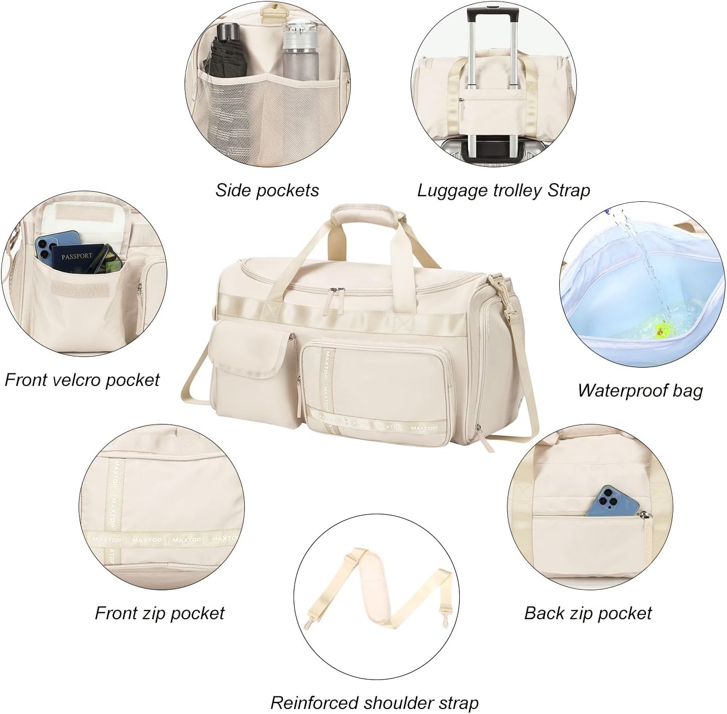 Large Gym Bag for Women Men Travel Duffle Bag With Shoe Compartment | Shoe Compartment,Dry and Wet Separation,Large Capacity Overnight Bag for Yoga Travel Weekend Dance