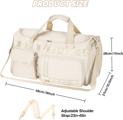 Large Gym Bag for Women Men Travel Duffle Bag With Shoe Compartment | Shoe Compartment,Dry and Wet Separation,Large Capacity Overnight Bag for Yoga Travel Weekend Dance