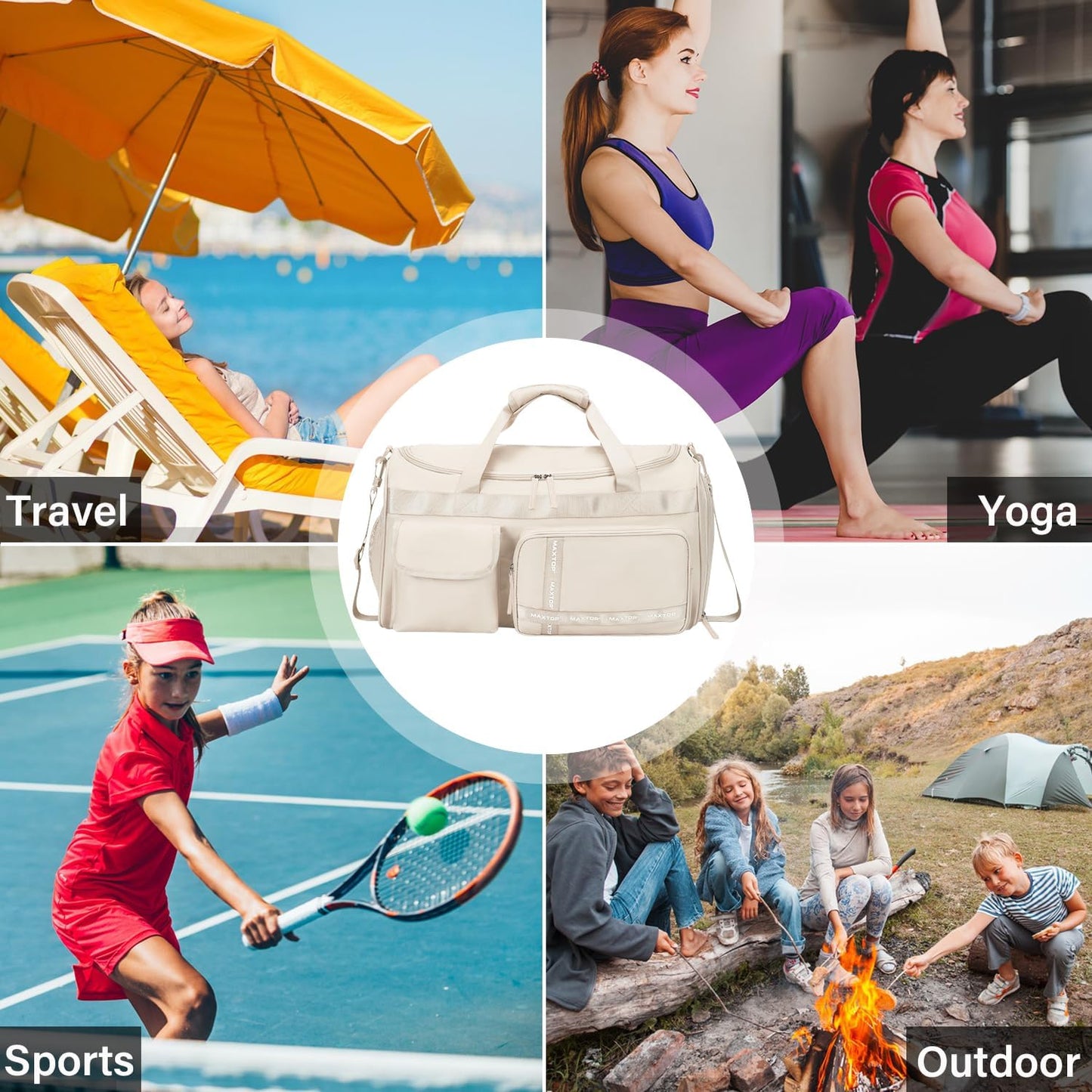 Large Gym Bag for Women Men Travel Duffle Bag With Shoe Compartment | Shoe Compartment,Dry and Wet Separation,Large Capacity Overnight Bag for Yoga Travel Weekend Dance