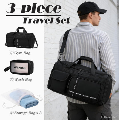 Large Gym Bag for Women Men Travel Duffle Bag With Shoe Compartment | Shoe Compartment,Dry and Wet Separation,Large Capacity Overnight Bag for Yoga Travel Weekend Dance