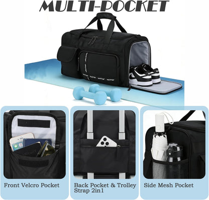 Large Gym Bag for Women Men Travel Duffle Bag With Shoe Compartment | Shoe Compartment,Dry and Wet Separation,Large Capacity Overnight Bag for Yoga Travel Weekend Dance