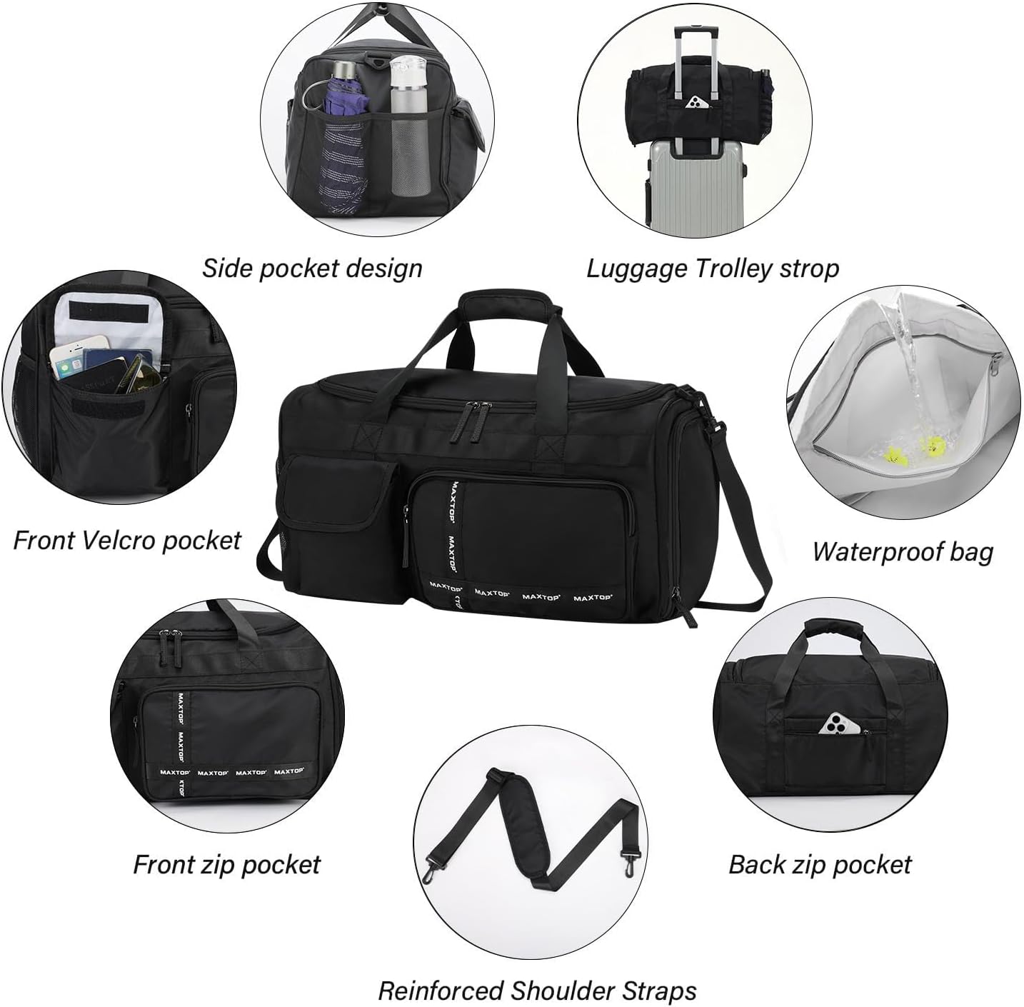 Large Gym Bag for Women Men Travel Duffle Bag With Shoe Compartment | Shoe Compartment,Dry and Wet Separation,Large Capacity Overnight Bag for Yoga Travel Weekend Dance
