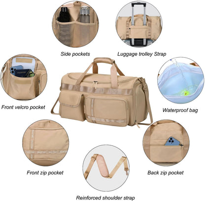 Large Gym Bag for Women Men Travel Duffle Bag With Shoe Compartment | Shoe Compartment,Dry and Wet Separation,Large Capacity Overnight Bag for Yoga Travel Weekend Dance