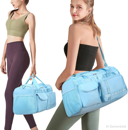 Large Gym Bag for Women Men Travel Duffle Bag With Shoe Compartment | Shoe Compartment,Dry and Wet Separation,Large Capacity Overnight Bag for Yoga Travel Weekend Dance