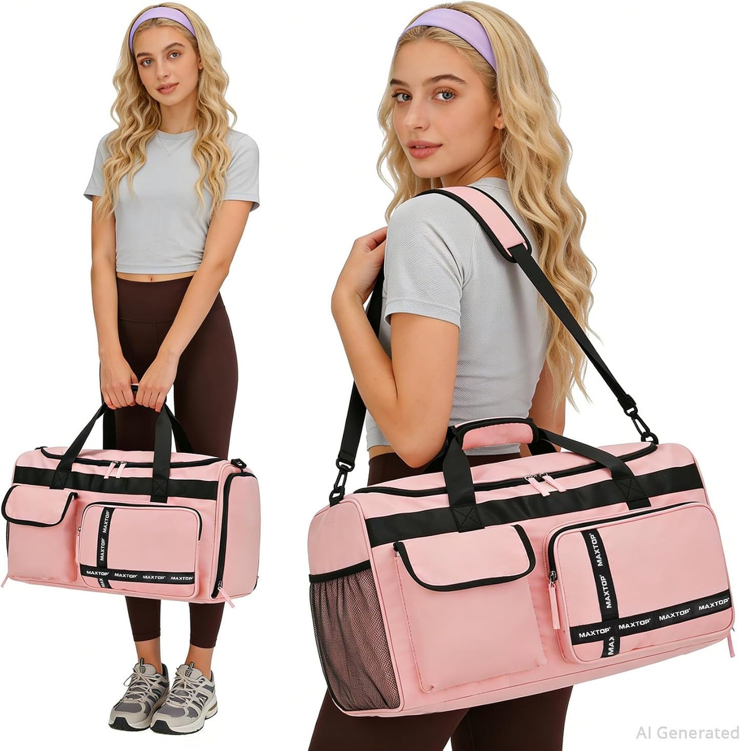 Large Gym Bag for Women Men Travel Duffle Bag With Shoe Compartment | Shoe Compartment,Dry and Wet Separation,Large Capacity Overnight Bag for Yoga Travel Weekend Dance