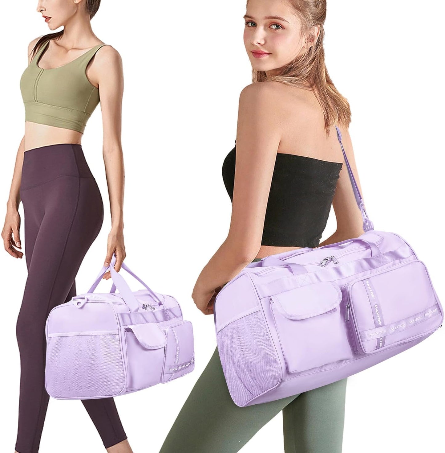 Large Gym Bag for Women Men Travel Duffle Bag With Shoe Compartment | Shoe Compartment,Dry and Wet Separation,Large Capacity Overnight Bag for Yoga Travel Weekend Dance