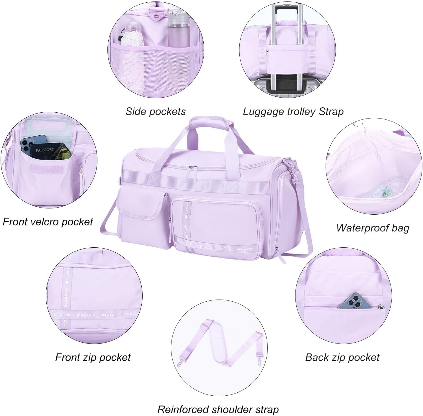 Large Gym Bag for Women Men Travel Duffle Bag With Shoe Compartment | Shoe Compartment,Dry and Wet Separation,Large Capacity Overnight Bag for Yoga Travel Weekend Dance