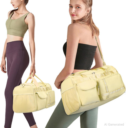 Large Gym Bag for Women Men Travel Duffle Bag With Shoe Compartment | Shoe Compartment,Dry and Wet Separation,Large Capacity Overnight Bag for Yoga Travel Weekend Dance