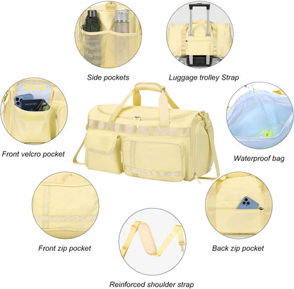 Large Gym Bag for Women Men Travel Duffle Bag With Shoe Compartment | Shoe Compartment,Dry and Wet Separation,Large Capacity Overnight Bag for Yoga Travel Weekend Dance