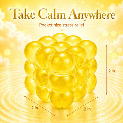 Heavy Duty Squishy Block Toy, 2" Stress Relief Ball, Sensory Fidget Toy for Adults , Calming Desk Accessory and Heavy Squeeze Toy (Bumpy Yellow Cube)