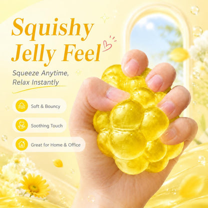 Heavy Duty Squishy Block Toy, 2" Stress Relief Ball, Sensory Fidget Toy for Adults , Calming Desk Accessory and Heavy Squeeze Toy (Bumpy Yellow Cube)