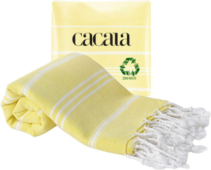 100% Turkish Cotton Kitchen Tea Towels, Highly Absorbent Luxury Soft Quick Drying Dish Towel with Hanging Loop for Gym, Yoga, Bath, Sports, Cleaning and Kitchen (23 x 36), Light Yellow