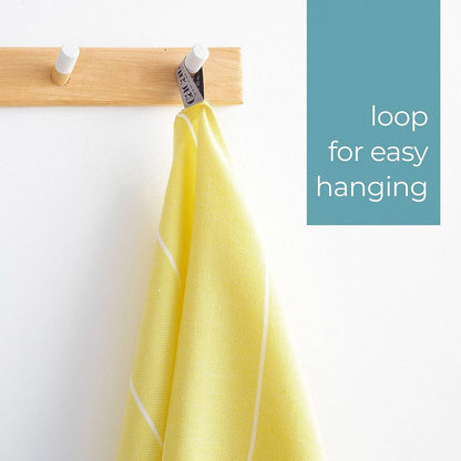 100% Turkish Cotton Kitchen Tea Towels, Highly Absorbent Luxury Soft Quick Drying Dish Towel with Hanging Loop for Gym, Yoga, Bath, Sports, Cleaning and Kitchen (23 x 36), Light Yellow