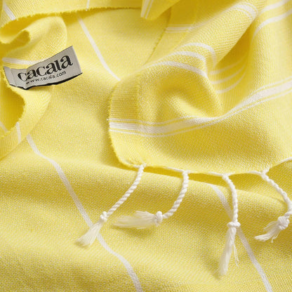 100% Turkish Cotton Kitchen Tea Towels, Highly Absorbent Luxury Soft Quick Drying Dish Towel with Hanging Loop for Gym, Yoga, Bath, Sports, Cleaning and Kitchen (23 x 36), Light Yellow