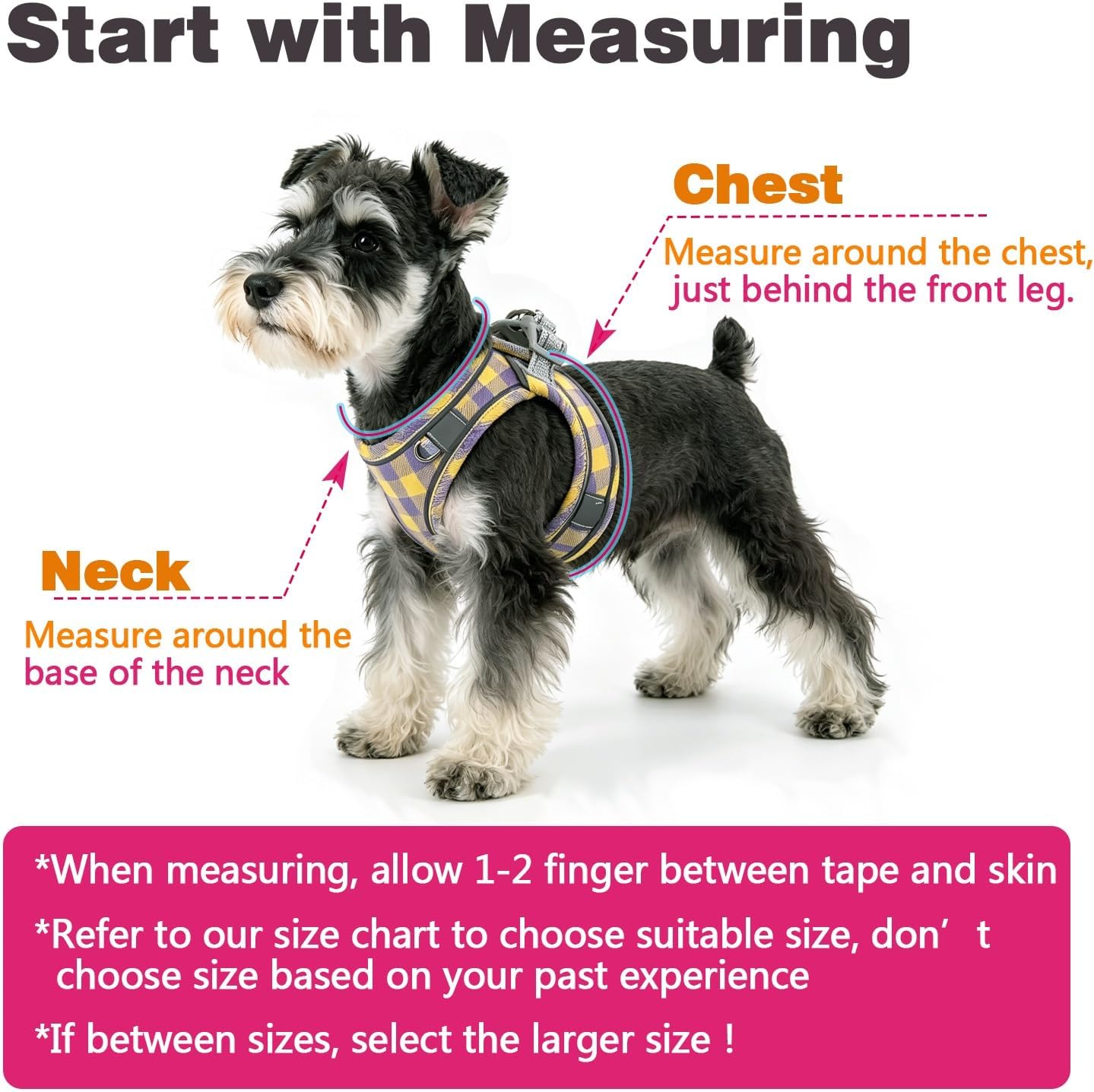 Plaid Dog Harness and Leash Set, Step-in Breathable Mesh Vest Harness for Small Medium Dogs, Reflective No-Pull Pet Harness with Soft Padded Handle for Walking (Purple-Yellow, S)