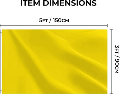 Solid Yellow Flag 3x5FT Blank Yellow Flags for Indoor Outdoor | Lightweight Polyester, DIY Flag, Custom Artwork, Sublimation Blank, Wall Decor, House Yard Garden Display, Metal Grommets