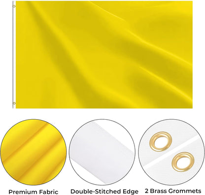 Solid Yellow Flag 3x5FT Blank Yellow Flags for Indoor Outdoor | Lightweight Polyester, DIY Flag, Custom Artwork, Sublimation Blank, Wall Decor, House Yard Garden Display, Metal Grommets