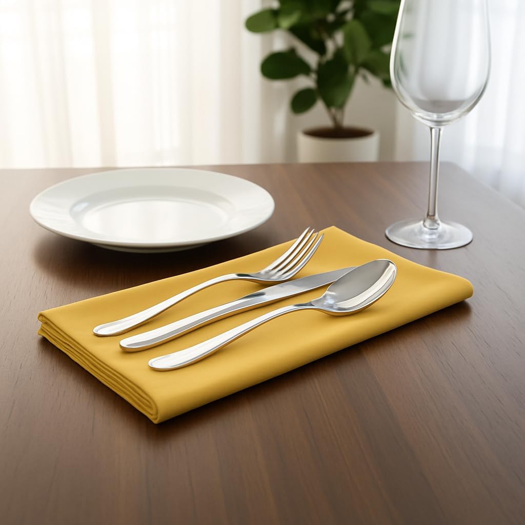 Yellow Cotton Cloth Napkins 18x18 Inches Set of 6 | Reusable Dining Table Napkins for Home, Kitchen, Restaurant & Parties