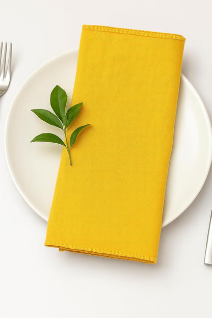 Yellow Cotton Cloth Napkins 18x18 Inches Set of 6 | Reusable Dining Table Napkins for Home, Kitchen, Restaurant & Parties
