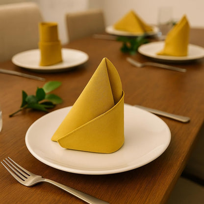 Yellow Cotton Cloth Napkins 18x18 Inches Set of 6 | Reusable Dining Table Napkins for Home, Kitchen, Restaurant & Parties