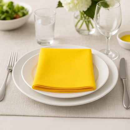 Yellow Cotton Cloth Napkins 18x18 Inches Set of 6 | Reusable Dining Table Napkins for Home, Kitchen, Restaurant & Parties