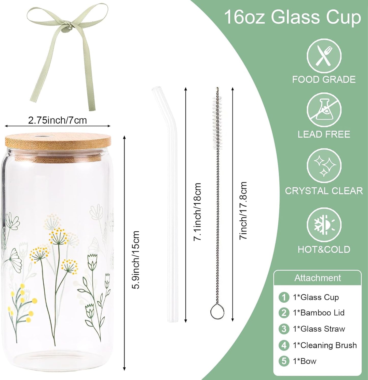 Lemon Glass Cups with Lid and Straw, Cute Lemon Gift for Women | Iced Coffee Tumbler Mug for Birthday Bridal Shower Wedding Summer Party Gift for Women Mom Friends Teen Girls Stuff 16oz
