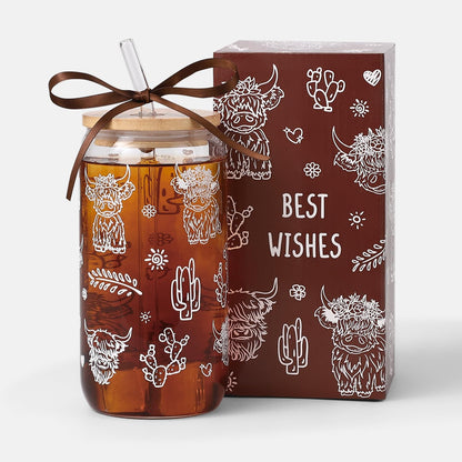 Lemon Glass Cups with Lid and Straw, Cute Lemon Gift for Women | Iced Coffee Tumbler Mug for Birthday Bridal Shower Wedding Summer Party Gift for Women Mom Friends Teen Girls Stuff 16oz