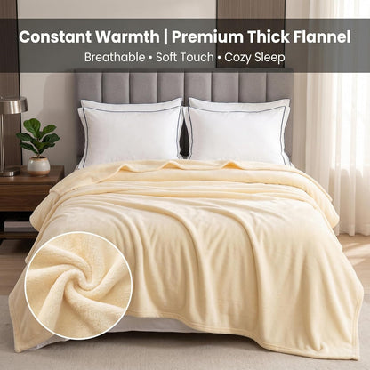 Flannel Sheets, 1PCS Soft Thick Blanket for Bed 50x70cm Small Fuzzy Comforter, Solid Creamy Yellow Breathable Warm Plush Flannel Fabric for Pet Travel Nap Rug for Bedroom Bedding Twin Blanket