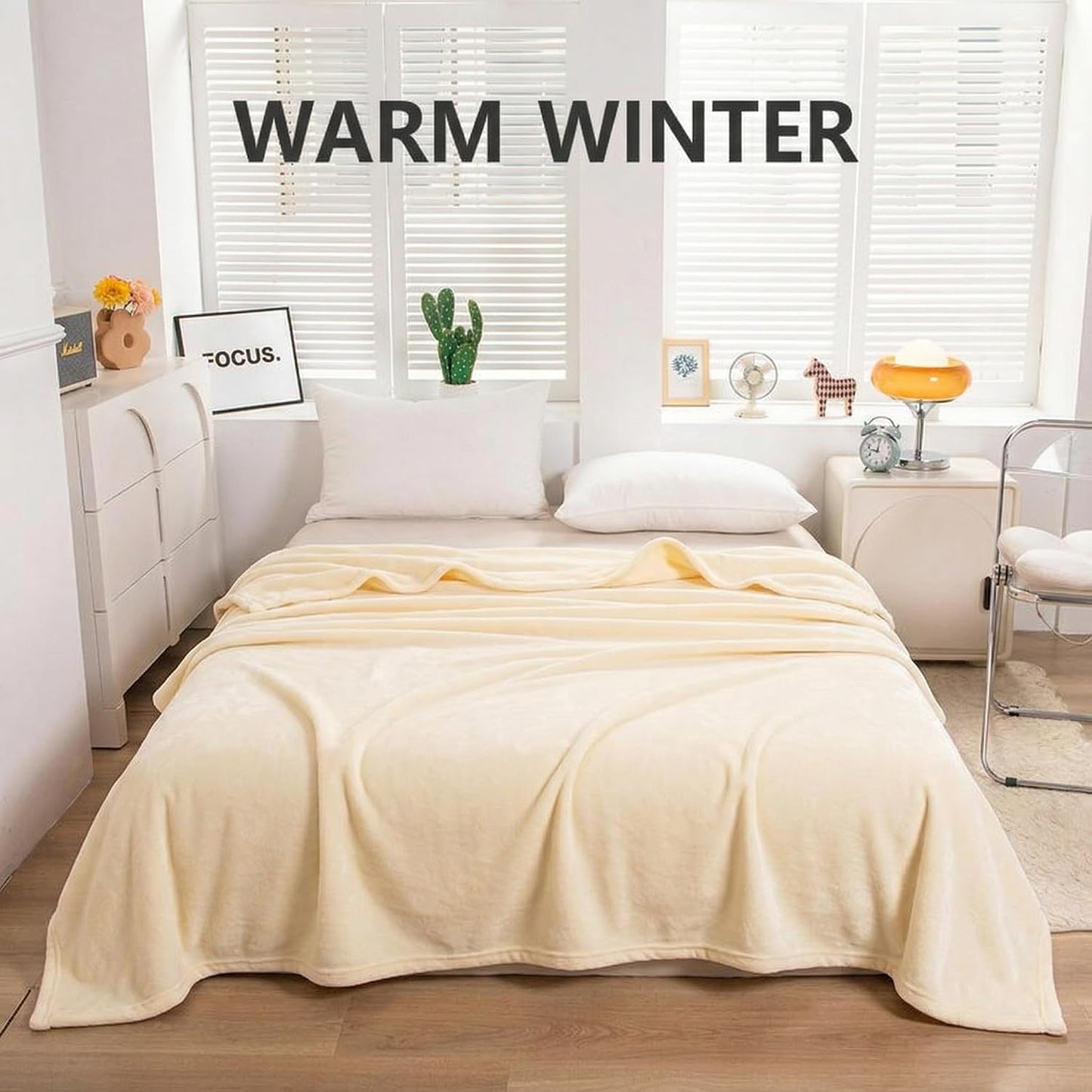Flannel Sheets, 1PCS Soft Thick Blanket for Bed 50x70cm Small Fuzzy Comforter, Solid Creamy Yellow Breathable Warm Plush Flannel Fabric for Pet Travel Nap Rug for Bedroom Bedding Twin Blanket