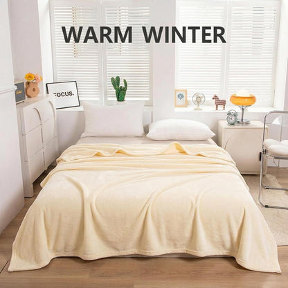 Flannel Sheets, 1PCS Soft Thick Blanket for Bed 50x70cm Small Fuzzy Comforter, Solid Creamy Yellow Breathable Warm Plush Flannel Fabric for Pet Travel Nap Rug for Bedroom Bedding Twin Blanket