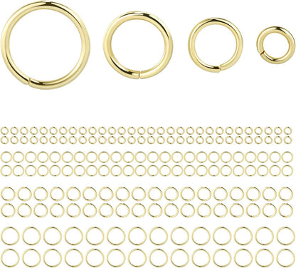 14k Gold Plated Jump Rings 900PCS 4/6/8/10 mm Gold Jump Rings Strong Open Ring Bulk for Necklace Bracelet Earrings Jewelry Making | 4/6/8/10 MM Gold Jump Rings Brass Sturdy Open Jump Ring for Necklace Bracelet Jewelry Making（100 PCS）