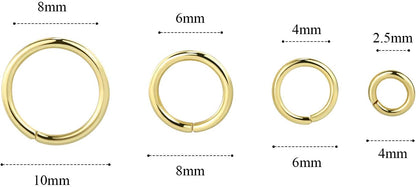 14k Gold Plated Jump Rings 900PCS 4/6/8/10 mm Gold Jump Rings Strong Open Ring Bulk for Necklace Bracelet Earrings Jewelry Making | 4/6/8/10 MM Gold Jump Rings Brass Sturdy Open Jump Ring for Necklace Bracelet Jewelry Making（100 PCS）