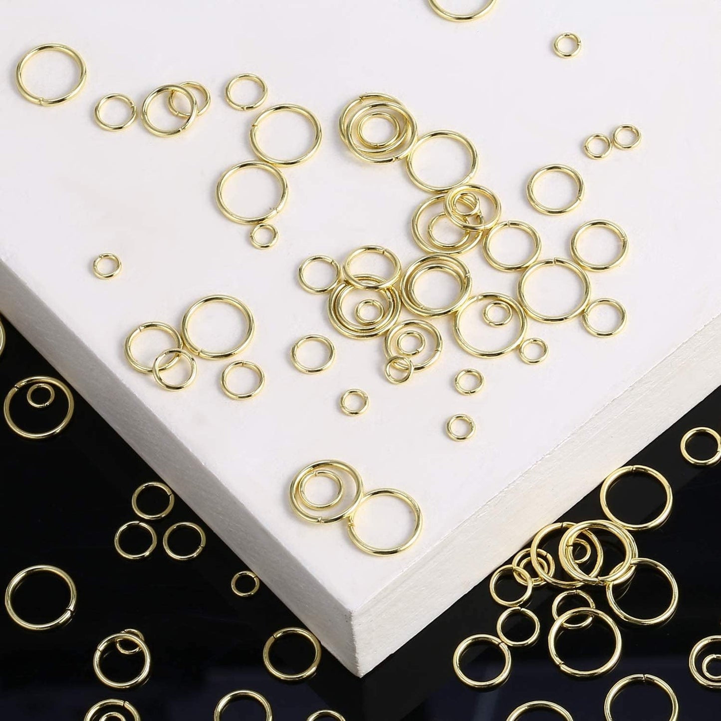 14k Gold Plated Jump Rings 900PCS 4/6/8/10 mm Gold Jump Rings Strong Open Ring Bulk for Necklace Bracelet Earrings Jewelry Making | 4/6/8/10 MM Gold Jump Rings Brass Sturdy Open Jump Ring for Necklace Bracelet Jewelry Making（100 PCS）