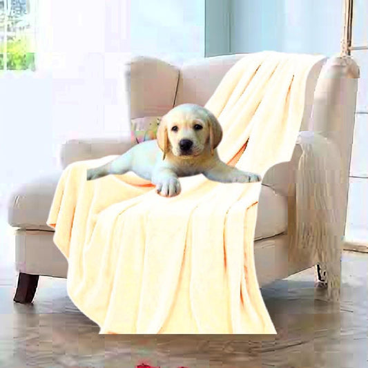 Reversible Fleece Super Soft Fluffy Pet Throw Blanket Solid Colors for Dogs/Cats 50 x 60 (Yellow)