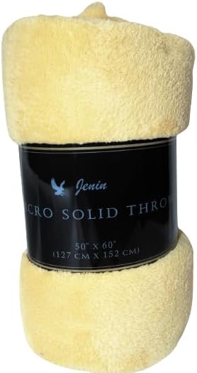 Reversible Fleece Super Soft Fluffy Pet Throw Blanket Solid Colors for Dogs/Cats 50 x 60 (Yellow)