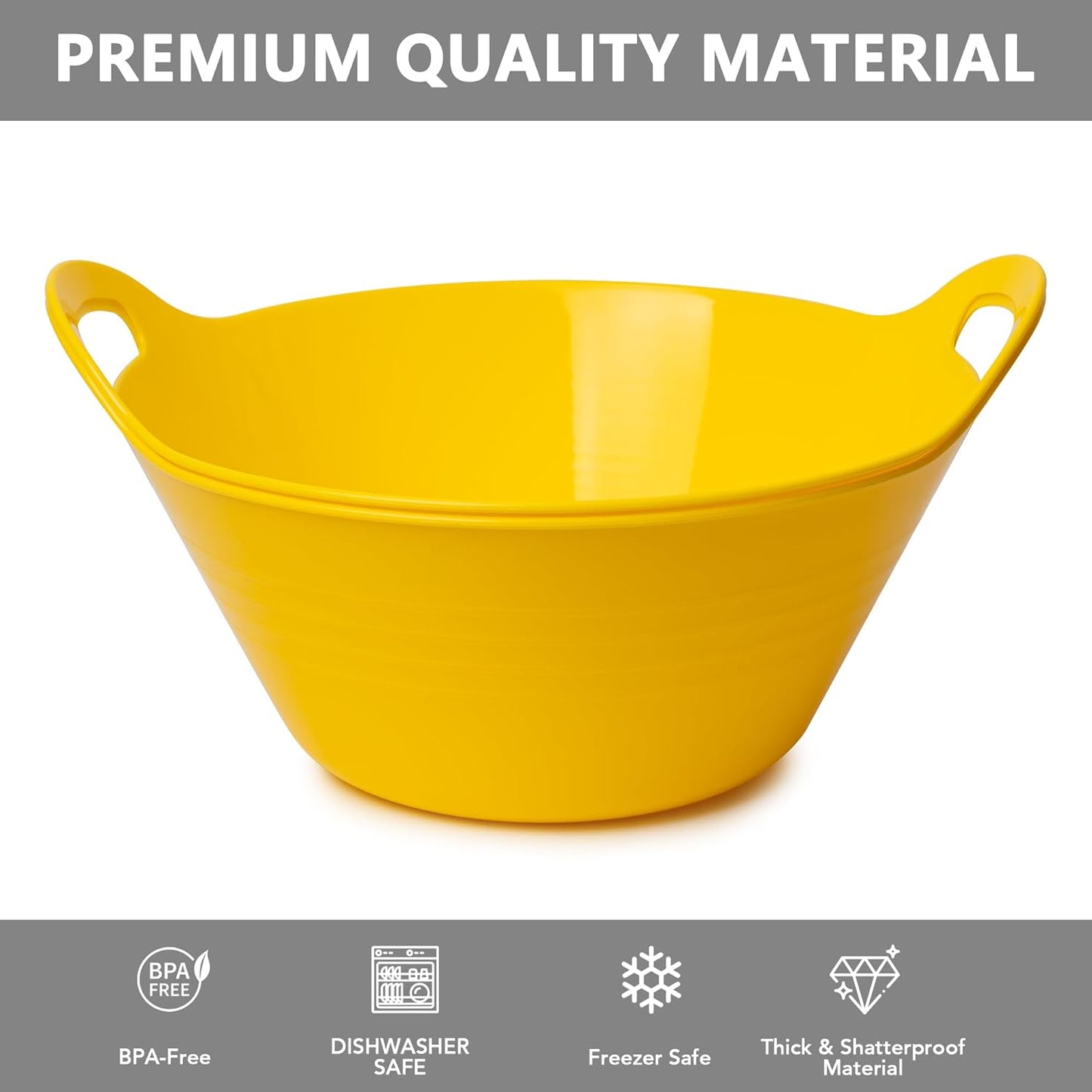 2 Pack Snack Bowls (4.9L Large), Plastic Serving Bowls for Party, Large Bowls with Handles for Kitchen, Fruit, Cereal, Candy, Salad and Chip, Microwave Safe