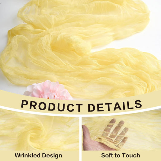 Yellow Cheesecloth Table Runner Summer Halloween Christmas 10Ft Cheese Cloth Rustic Gauze Boho Table Runner for Baby Shower Wedding Bridal Decor
