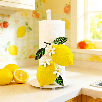 Lemon Kitchen Decor & Accessories, Lemon Paper Towel Holder, Yellow Kitchen Decor, Lemon Decorations for Kitchen, Farmhouse Rustic Countertop Stand, Paper Towel Holder Countertop