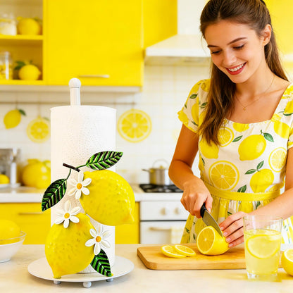 Lemon Kitchen Decor & Accessories, Lemon Paper Towel Holder, Yellow Kitchen Decor, Lemon Decorations for Kitchen, Farmhouse Rustic Countertop Stand, Paper Towel Holder Countertop