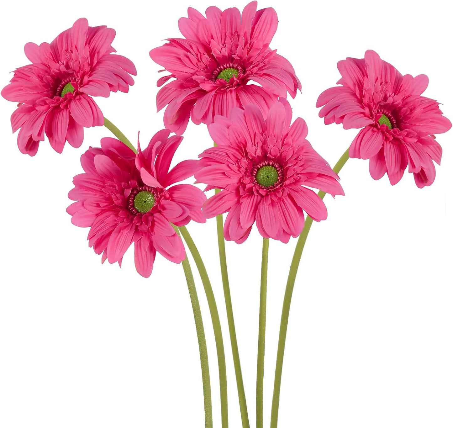 Yellow Gerbera Daisy Artificial Flowers – Real Touch Latex Silk Daisy Flowers 5PCS, 26.7" Long Stem Artificial Flowers for Summer Centerpieces, Home Decor Indoor, or Fake Wildflower Displays