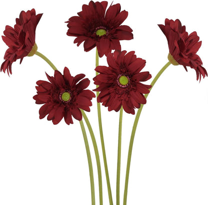 Yellow Gerbera Daisy Artificial Flowers – Real Touch Latex Silk Daisy Flowers 5PCS, 26.7" Long Stem Artificial Flowers for Summer Centerpieces, Home Decor Indoor, or Fake Wildflower Displays