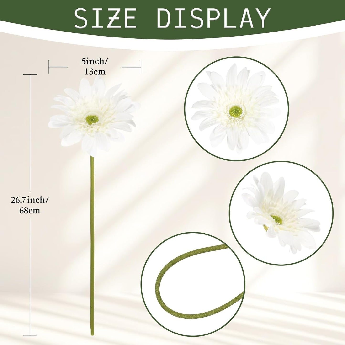 Yellow Gerbera Daisy Artificial Flowers – Real Touch Latex Silk Daisy Flowers 5PCS, 26.7" Long Stem Artificial Flowers for Summer Centerpieces, Home Decor Indoor, or Fake Wildflower Displays