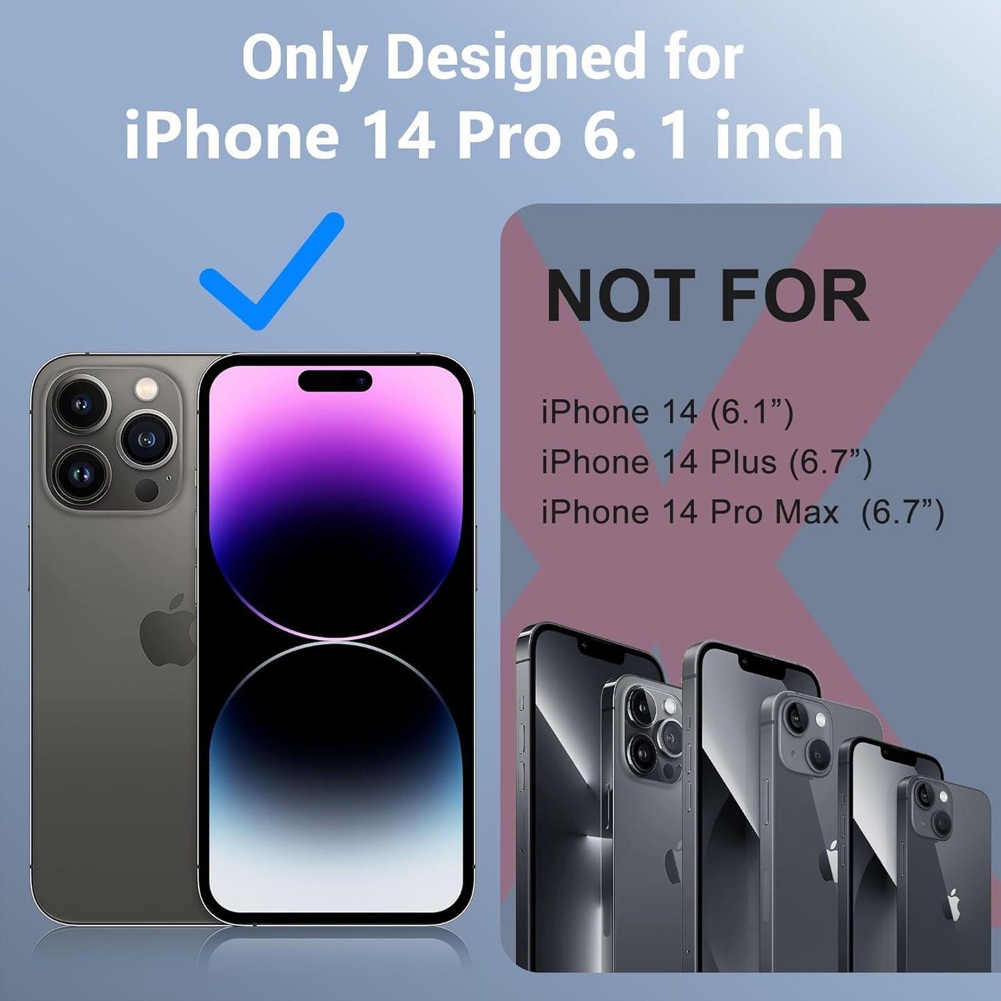 for iPhone 14 Pro Case Waterproof, [Built-in Screen Protector & Camera Protector][Compatible with MagSafe][Full Body Shockproof][IP68 Waterproof][Dustproof] Phone Case 6.1" Purple/Clear