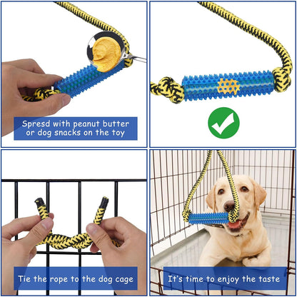 Interactive Dog Toys，Crate Training Aids for Puppies，Yellow | Puppy Teething Toys,Peanut Butter Dog Food Treat Dispenser Toys
