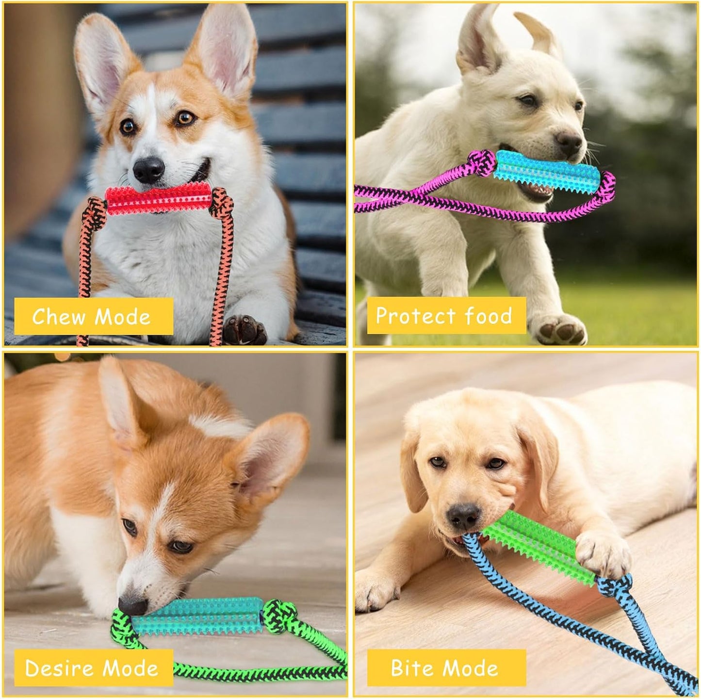 Interactive Dog Toys，Crate Training Aids for Puppies，Yellow | Puppy Teething Toys,Peanut Butter Dog Food Treat Dispenser Toys