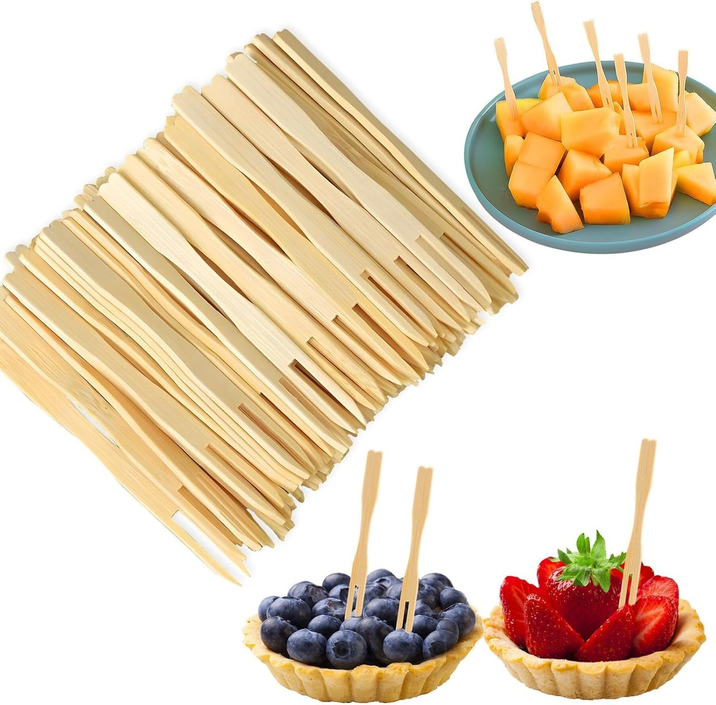 700 Pcs Bamboo Appetizer Forks, Mini Toothpicks for Appetizers, 3.5 Inch Picks Bamboo Forks, Wooden Forks Food Picks for Cocktail Parties, Party, Fruits, Charcuterie Accessories