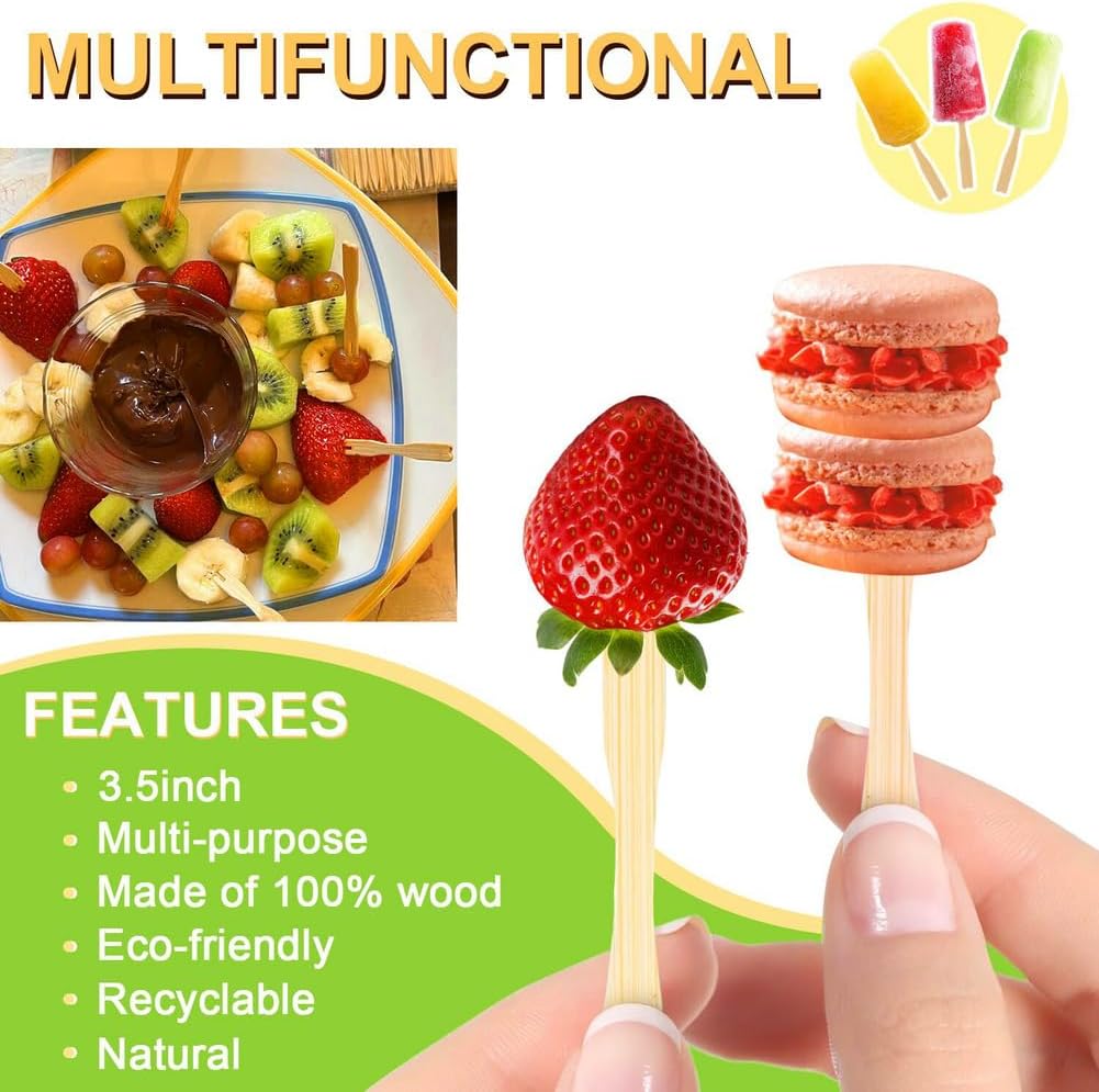 700 Pcs Bamboo Appetizer Forks, Mini Toothpicks for Appetizers, 3.5 Inch Picks Bamboo Forks, Wooden Forks Food Picks for Cocktail Parties, Party, Fruits, Charcuterie Accessories