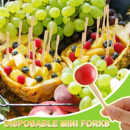 700 Pcs Bamboo Appetizer Forks, Mini Toothpicks for Appetizers, 3.5 Inch Picks Bamboo Forks, Wooden Forks Food Picks for Cocktail Parties, Party, Fruits, Charcuterie Accessories