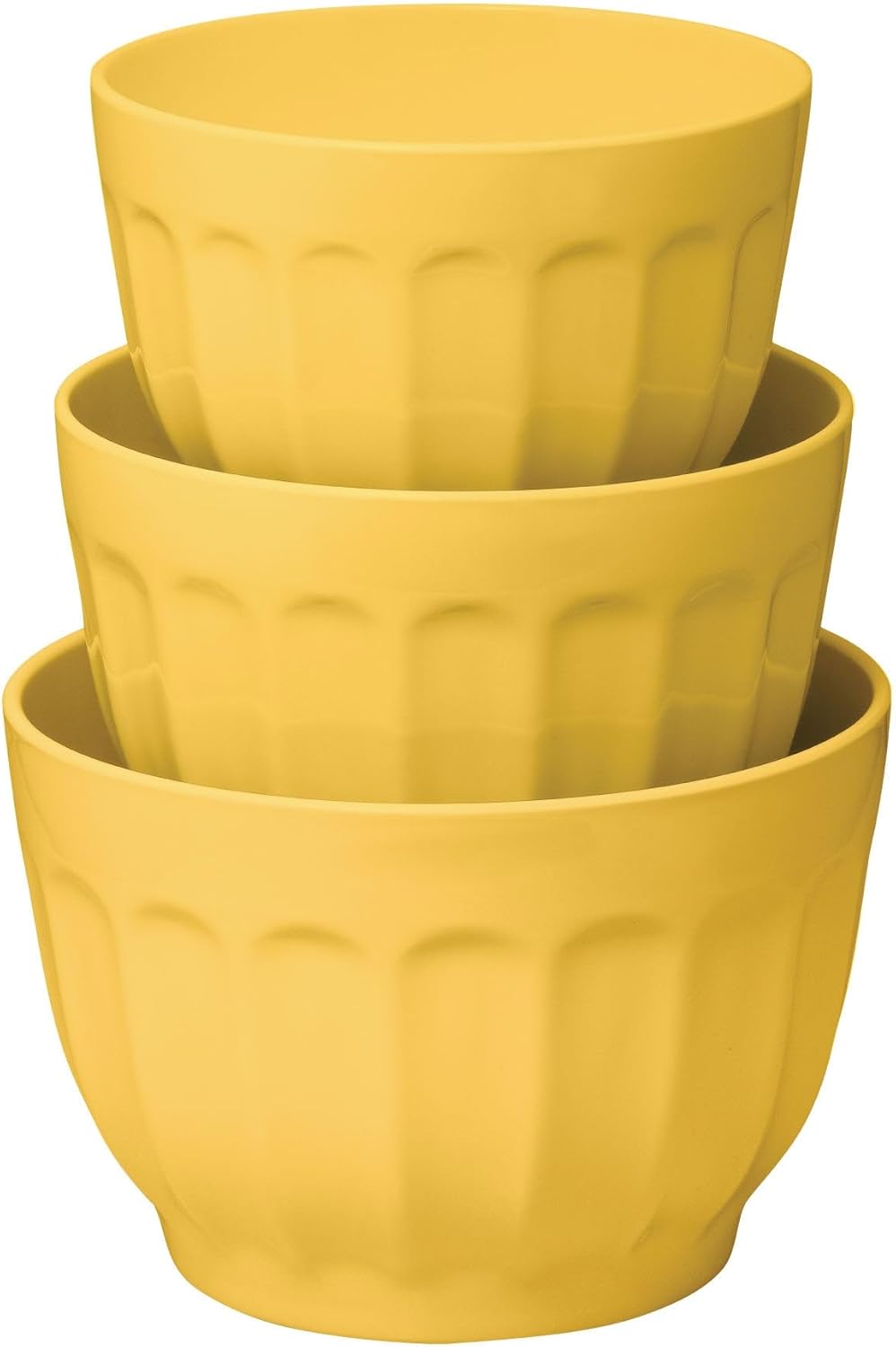 UP 3-Piece Latte Style Melamine Mixing Bowl Set with Non-Slip Base, Multi-Purpose Nesting Prep and Serve Bowls for Cooking and Baking, Yellow